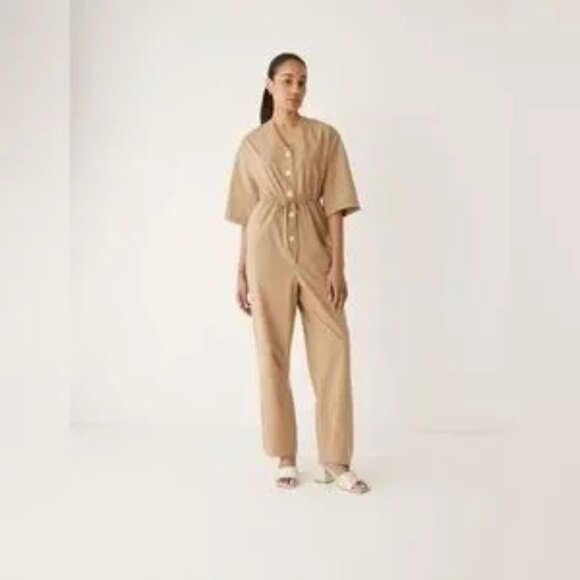 Women's Frank and Oak The Kapok Jumpsuit Cotton Blend Short Sleeve V-Neck Size M - Picture 4 of 8